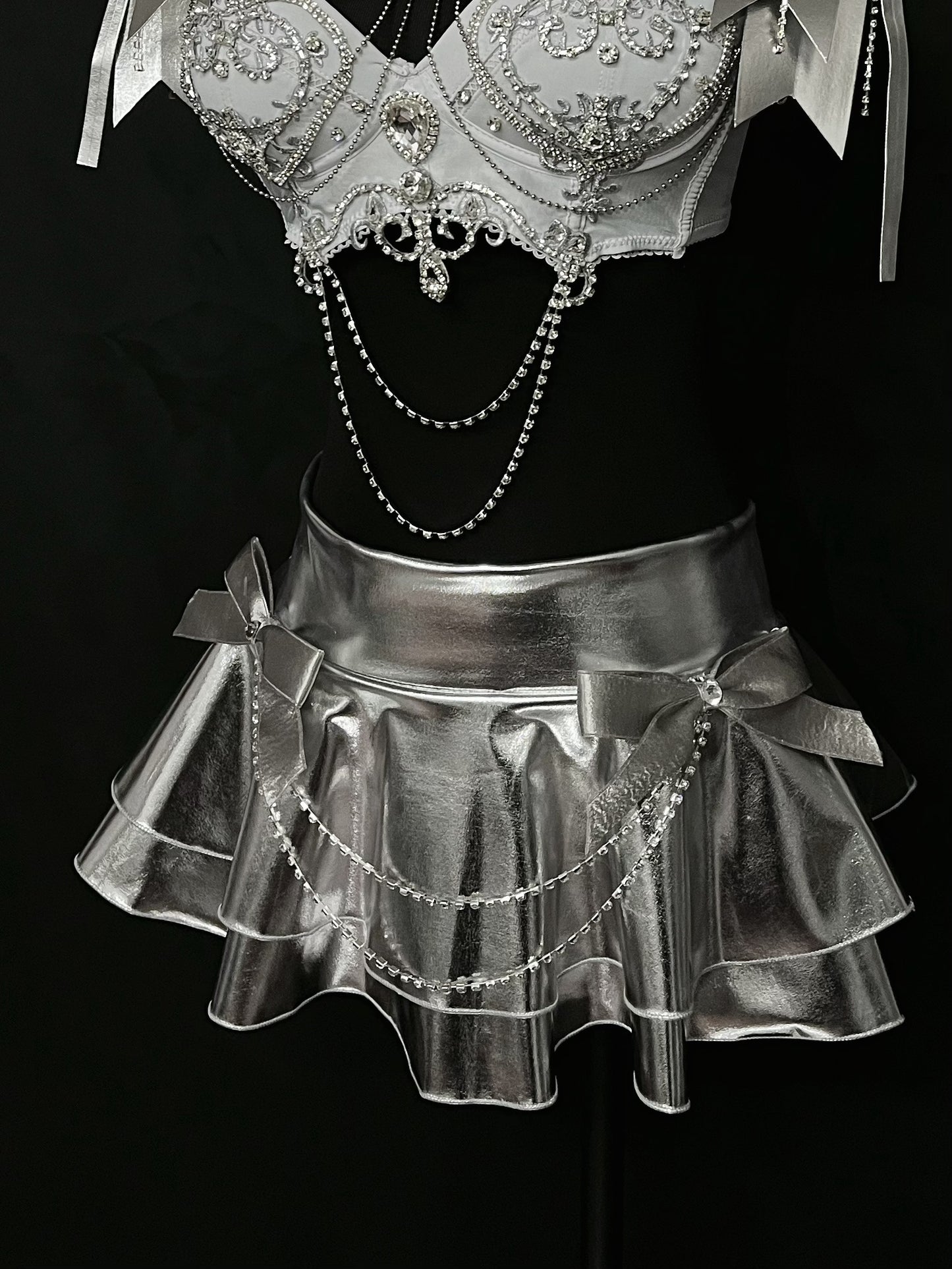 Silver Leather Skirt