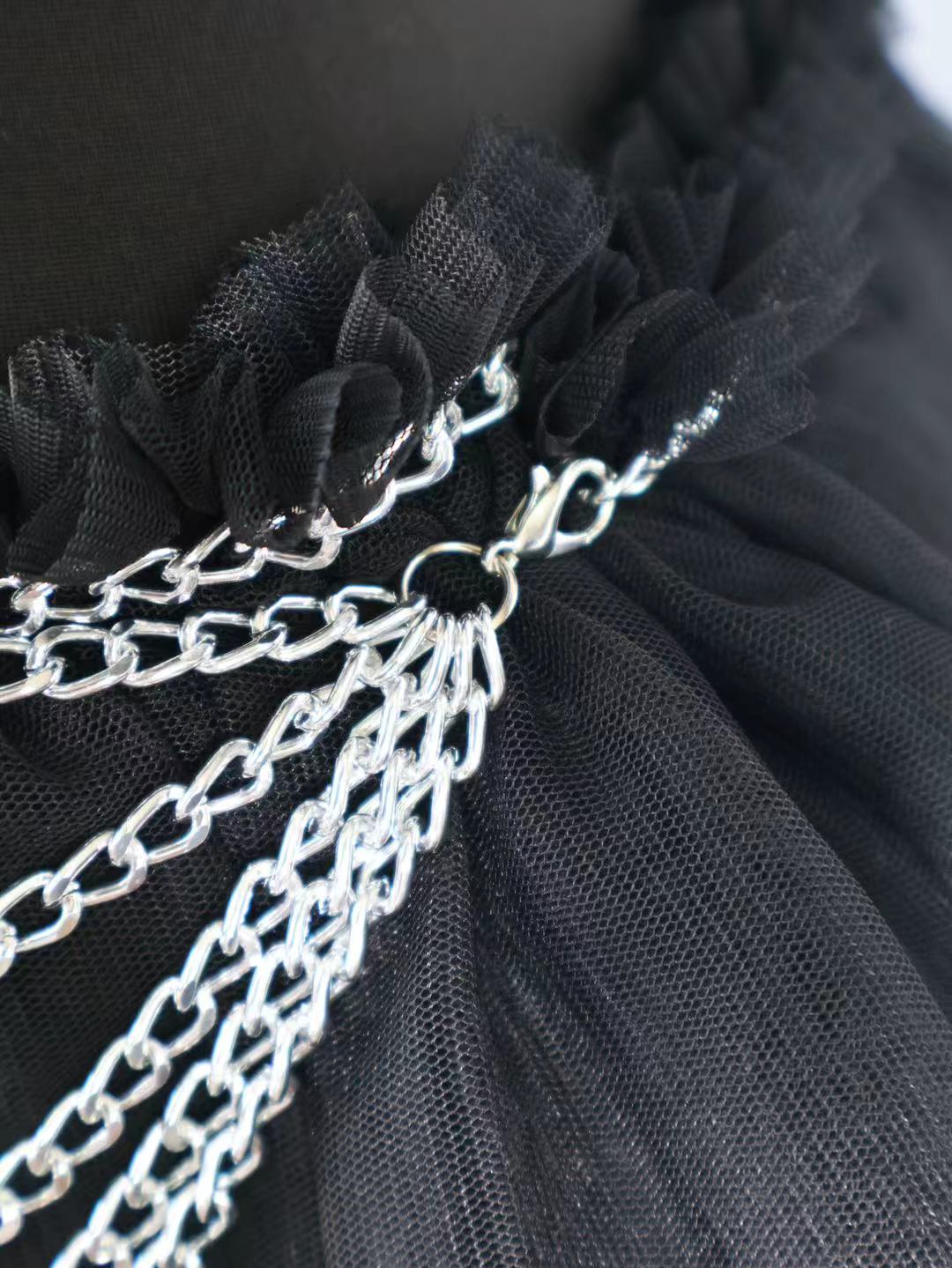 Chain Tulle Mini Skirt (3Colors)