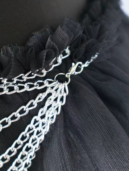 Chain Tulle Mini Skirt (3Colors)