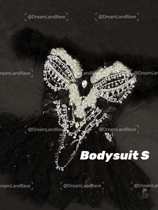 SALE 12-RAINBOW FAIRY BODYSUIT BLACK