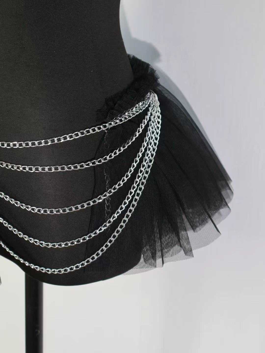 Chain Tulle Mini Skirt (3Colors)
