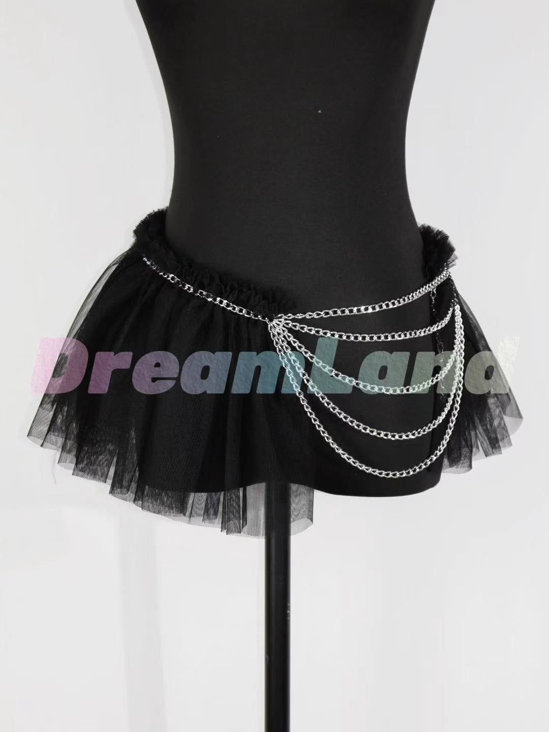 Chain Tulle Mini Skirt (3Colors)