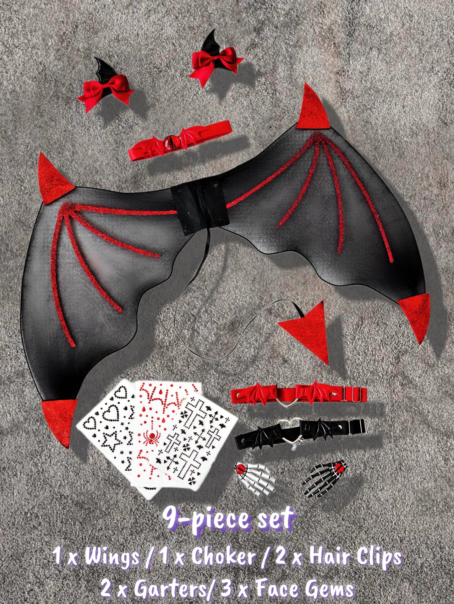 Little Devil Wing Set (9PCS, 3Colors)