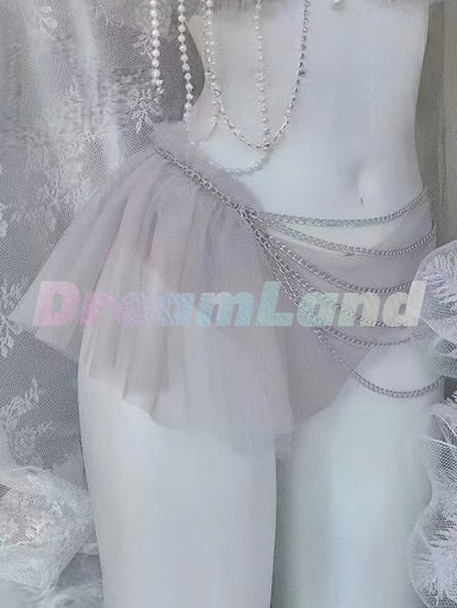 Chain Tulle Mini Skirt (3Colors)